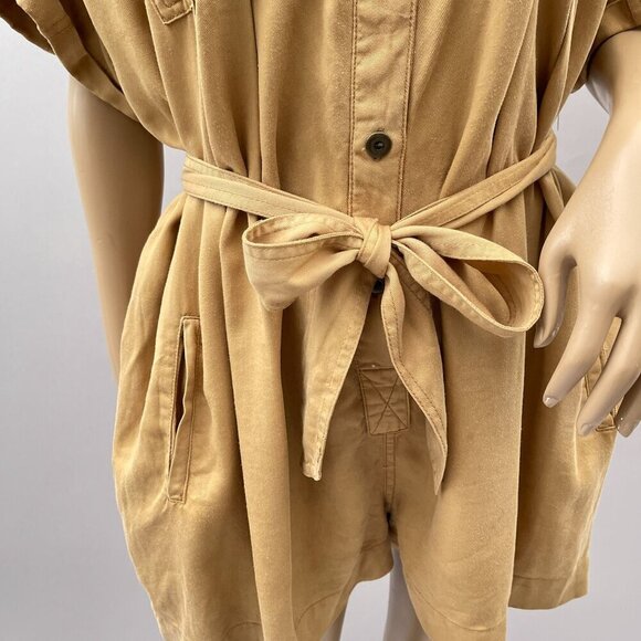 Urban Outfitters Button-Up Reagan Belted Oversized Utility‎ Romper Khaki Brown S - Picture 14 of 14